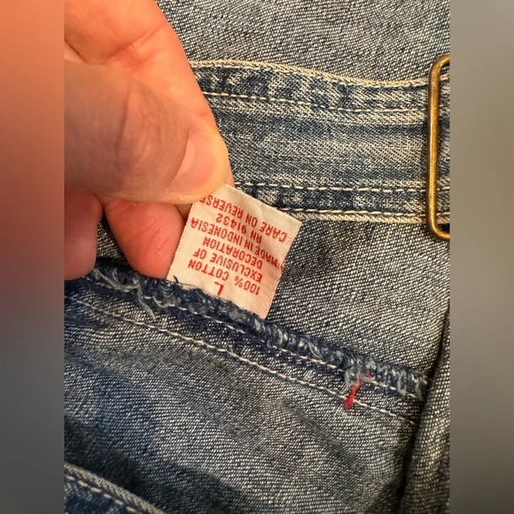 Vtg 90s SO.LA Blues Bib Overalls L Denim Carpenter Y2K Garage Street Wear - Picture 6 of 9